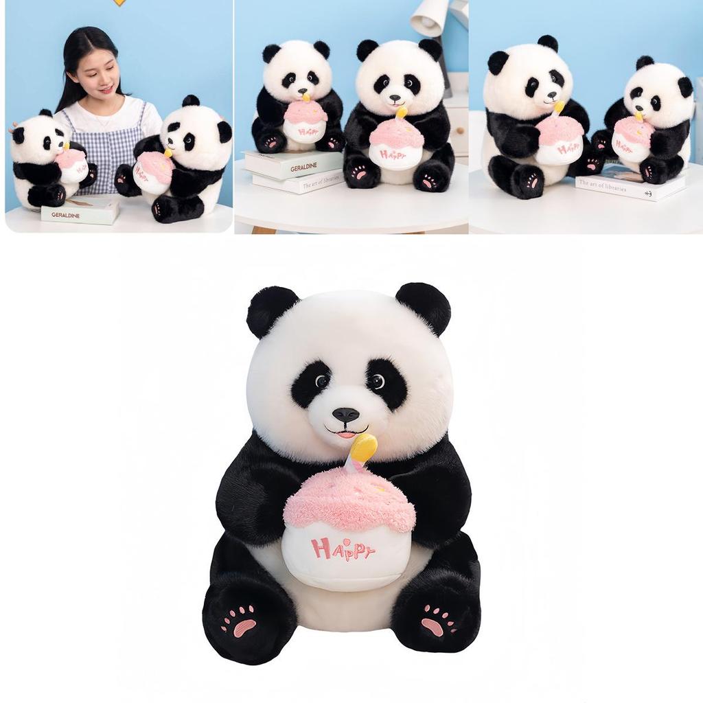 Adorable Cake Panda Plush Toy With Soft Pp Cotton Filling For Kids Birthday Gifts