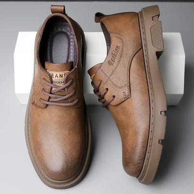 Herren Herbst Plateau Schuhe aus Rindsleder Lässige Neue Designer Derby Schuhe Herren Low Top Arbeitsstiefeletten