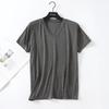 Sommer Modal Kurzarm T-Shirt Herren V-Ausschnitt Bottoming Shirt Große Größe Lose Einfarbig Sport Schlanke Herrenbekleidung