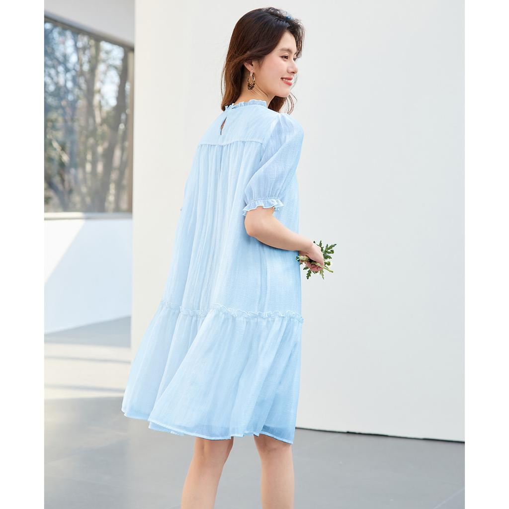 26 year new summer high-end wooden ear fashionable age reducing gauze skirt, short sleeved skirt, princess skirt, cake skirt, dress, skirt