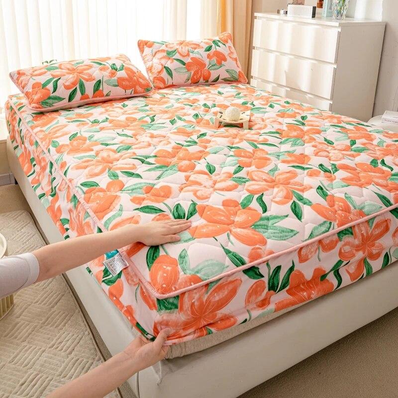 Bedruckter Matratzenbezug, wasserdicht, gesteppt, Matratzenauflagenschutz, verstellbare Bettbezüge, Spannbettlaken, antibakterielle Unterlage für Betten