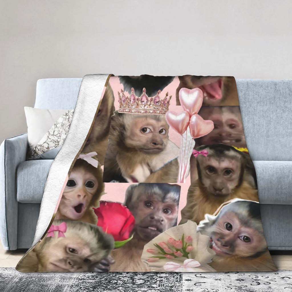 Funny Monkey Cartoon Gift Blanket For Men Women Super Soft Warm  Throw Blankets for Sofa 50x60 Inches Multi-size