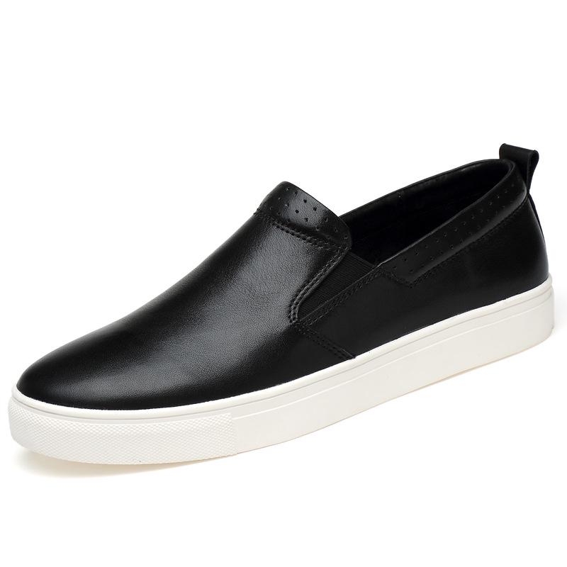 Men s Autumn Cowhide Slip-On Loafers - Round Toe, Breathable, Lightweight, Flat Sole Casual Shoes. 40