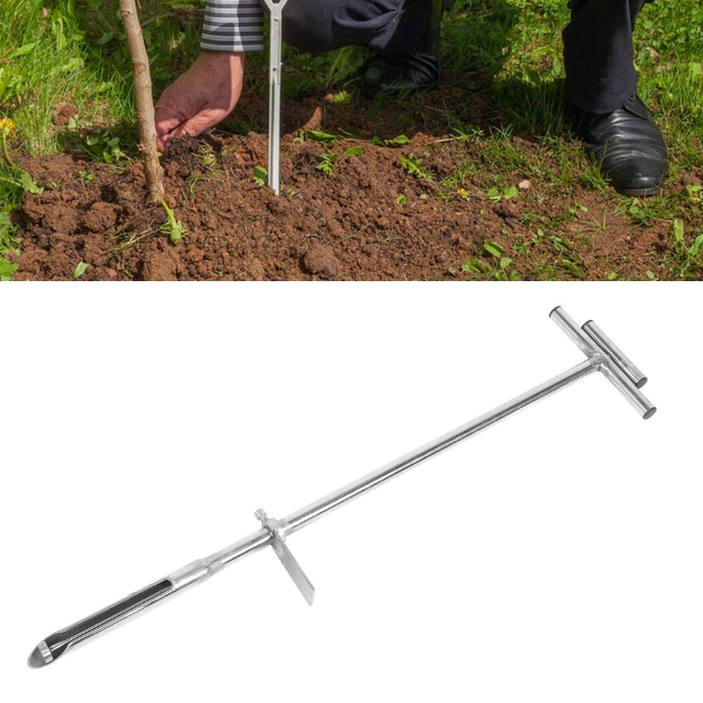 Soil Sampl Probe with Ejector Foot Pedal T Handle Soil Sampl Probe Rod Tool Set 40 Inches Stainless Steel Soil Sampling Tool for Soil Samplin