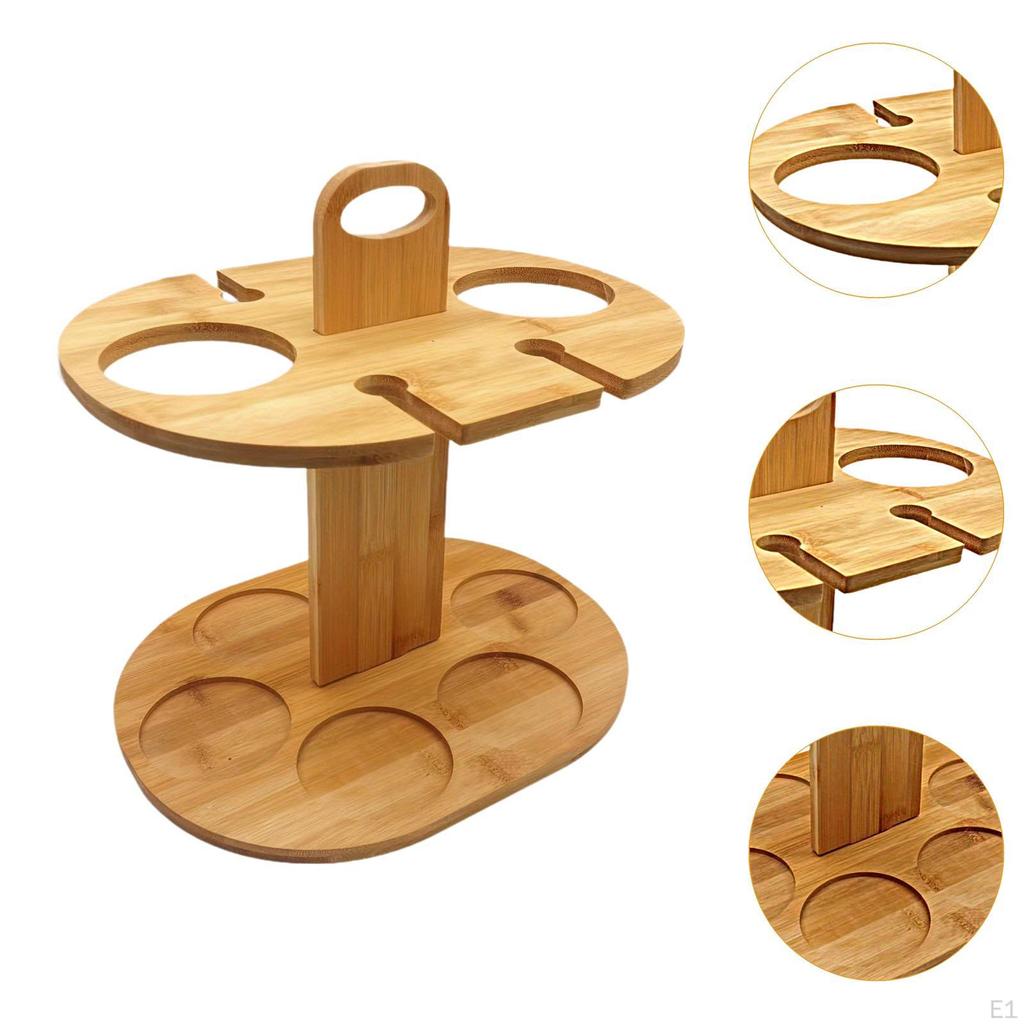 Countertop Wine Rack Storage Shelf Organization, Bamboo Bottle Holder Shaped for