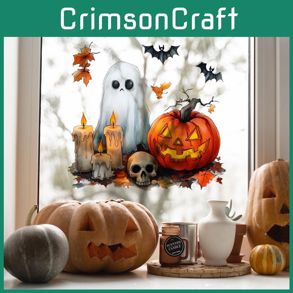 Pumpkin Ghost Halloween Candle Living Room Entrance Home Decor Wall Stickers