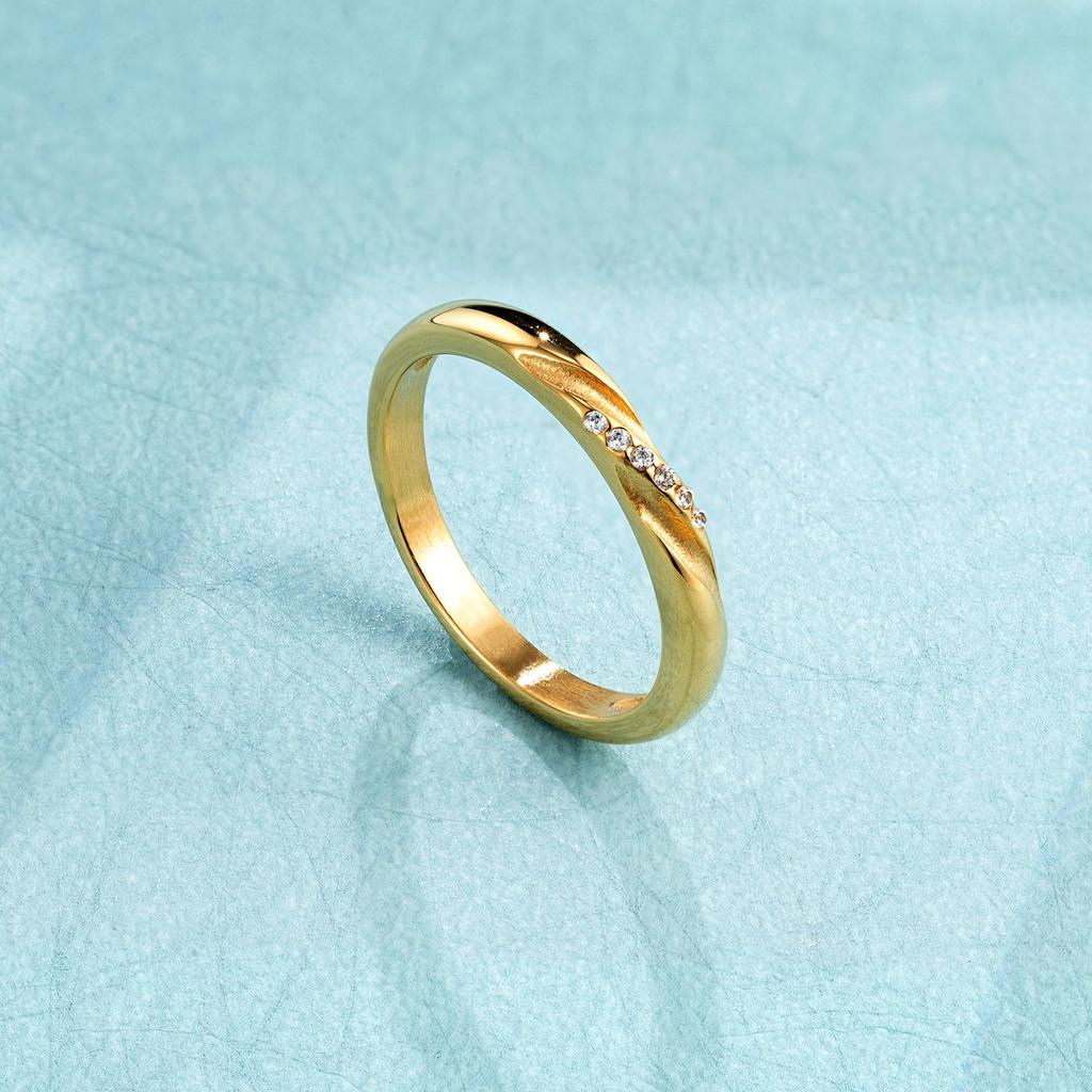 Pierścionek Möbius z diamentami z 18-karatowego złota: Luksusowa damska biżuteria ze stali tytanowej, nieblaknąca.