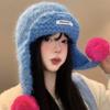 Knitted Earflap Hat with Pom Poms Soft Thick Yarn Winter Beanie Warm Headwear for Outdoor Activities and Cold Weather Protection
