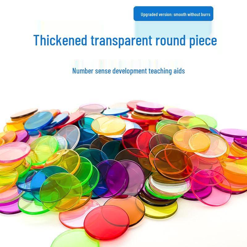 Thickened 25mm Transparent Solid Color Round Chips: 10 Colors for Early Education and Montessori Math Counting Aids