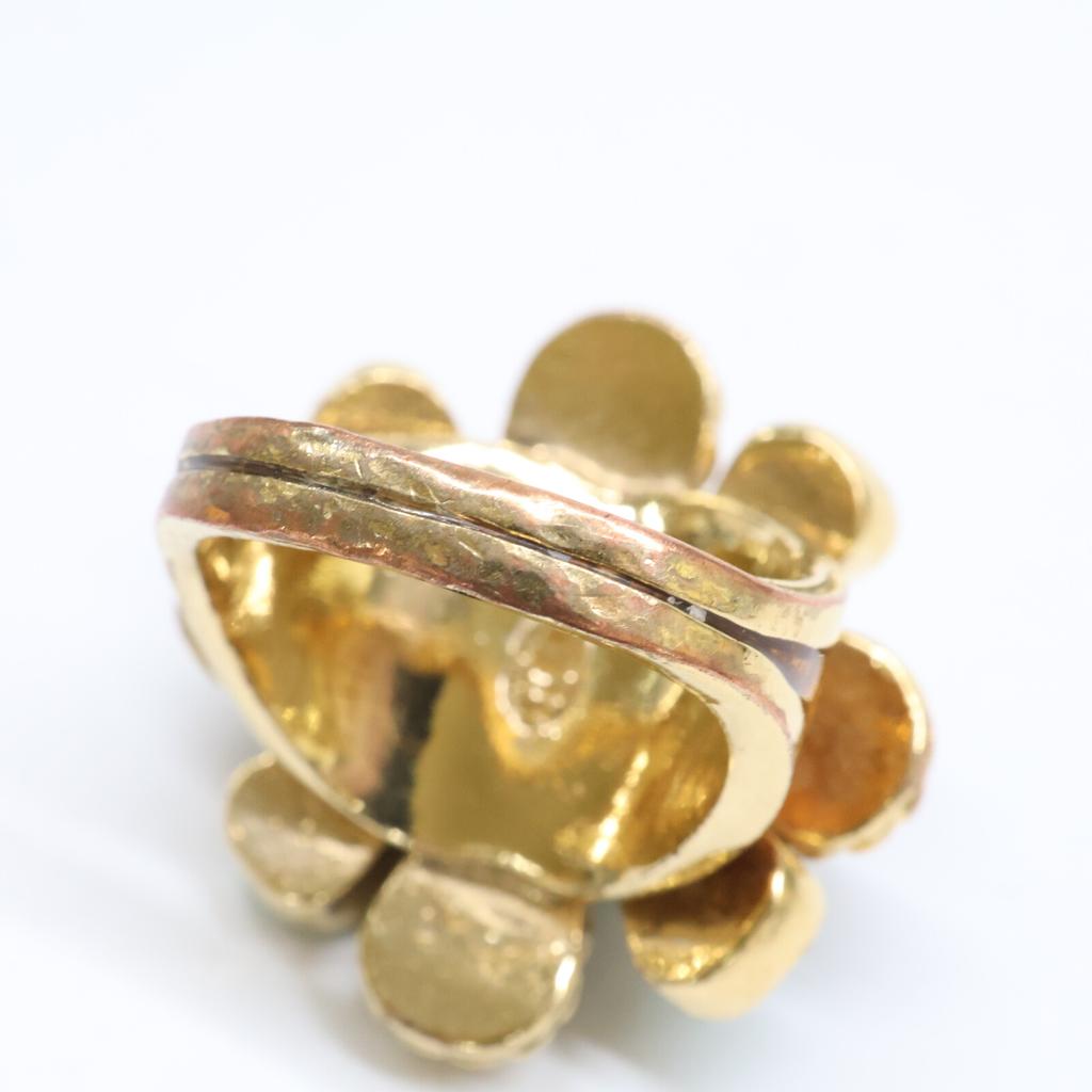 Chanel 05P Gripoa Flower Ring Ring Gold/Brown/GreenUsed