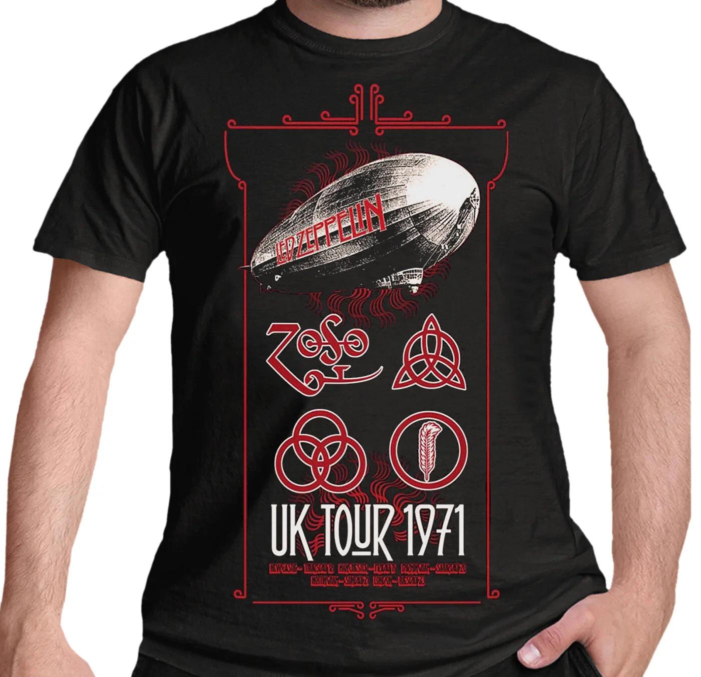 Official Led Zeppelin T Shirt UK Tour 1971 Rock Logo Robert Plant New S To XXL L