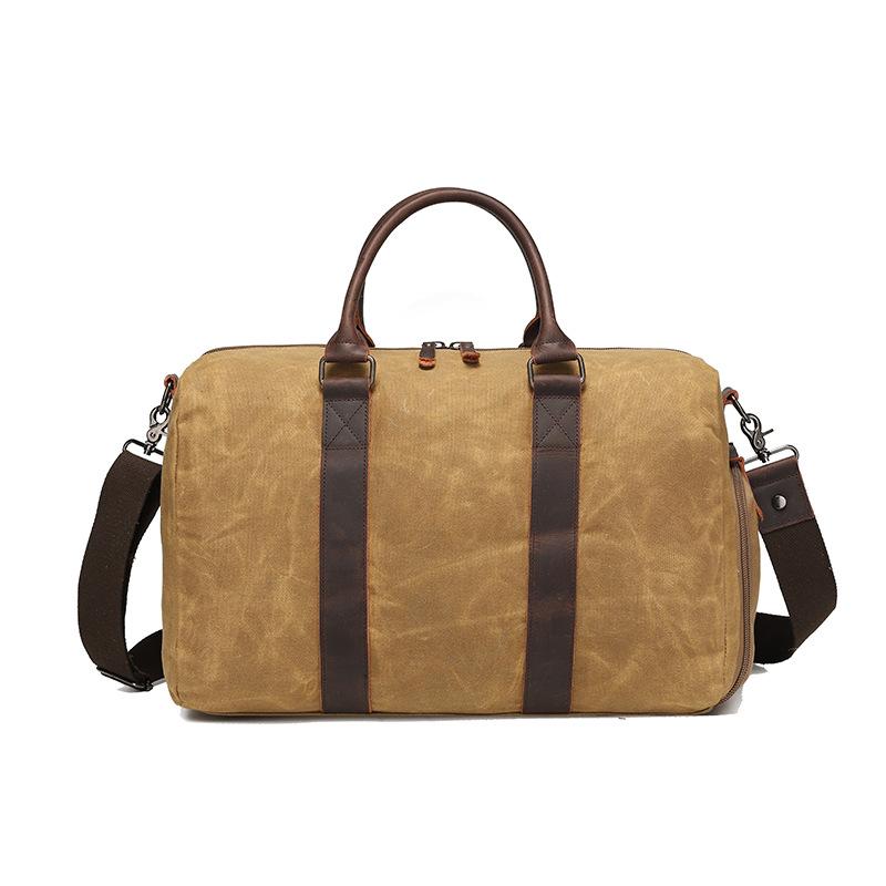 Wear-resistant Oil Wax Canvas Travel Bag Retro Europe and The United States Solid Color Outdoor Single Shoulder Luggage Storage Bag