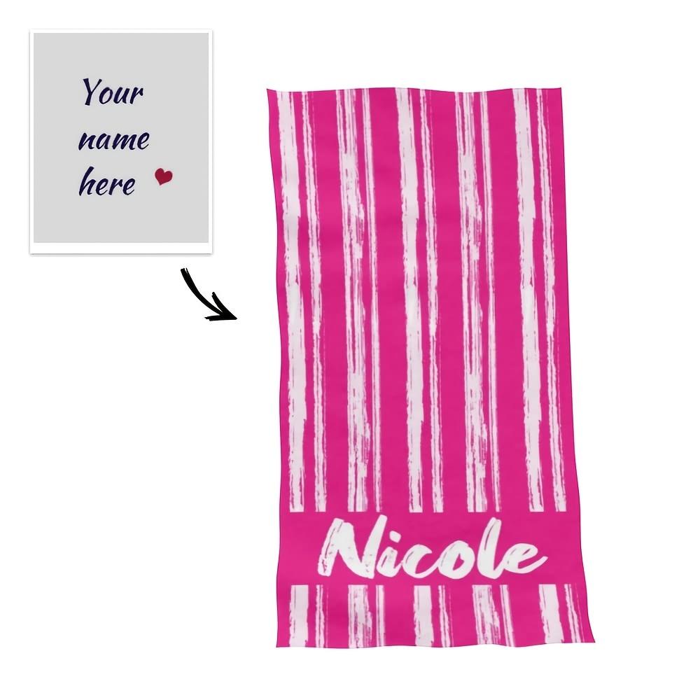 Stripe Beach Towel Custom Name/Logo Microfiber Towel Thin Quick Dry Absorbent for Beach Swimming Yoga Bath Sports