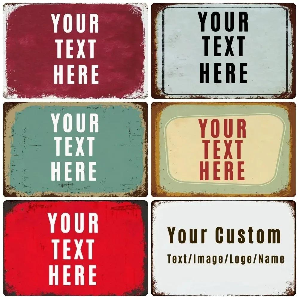 Custom Vintage Metal Sign Personalized Text Retro Rustic Wall Decor Plaque