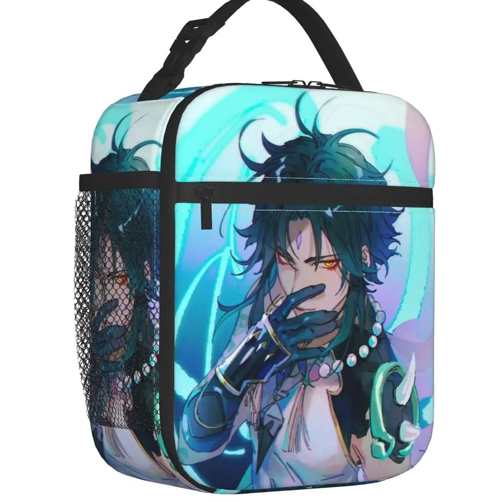 Genshin Impact Fall Kazuha Insulated Lunch Bag for Women Resuable Anime Game Cooler Thermal Lunch Box Kids School Children