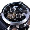 Fashion Forsining Top Brand Men's Automatic Mechanical Tourbillon Watches With Year Month Calendar Display Genuine Leather Strap