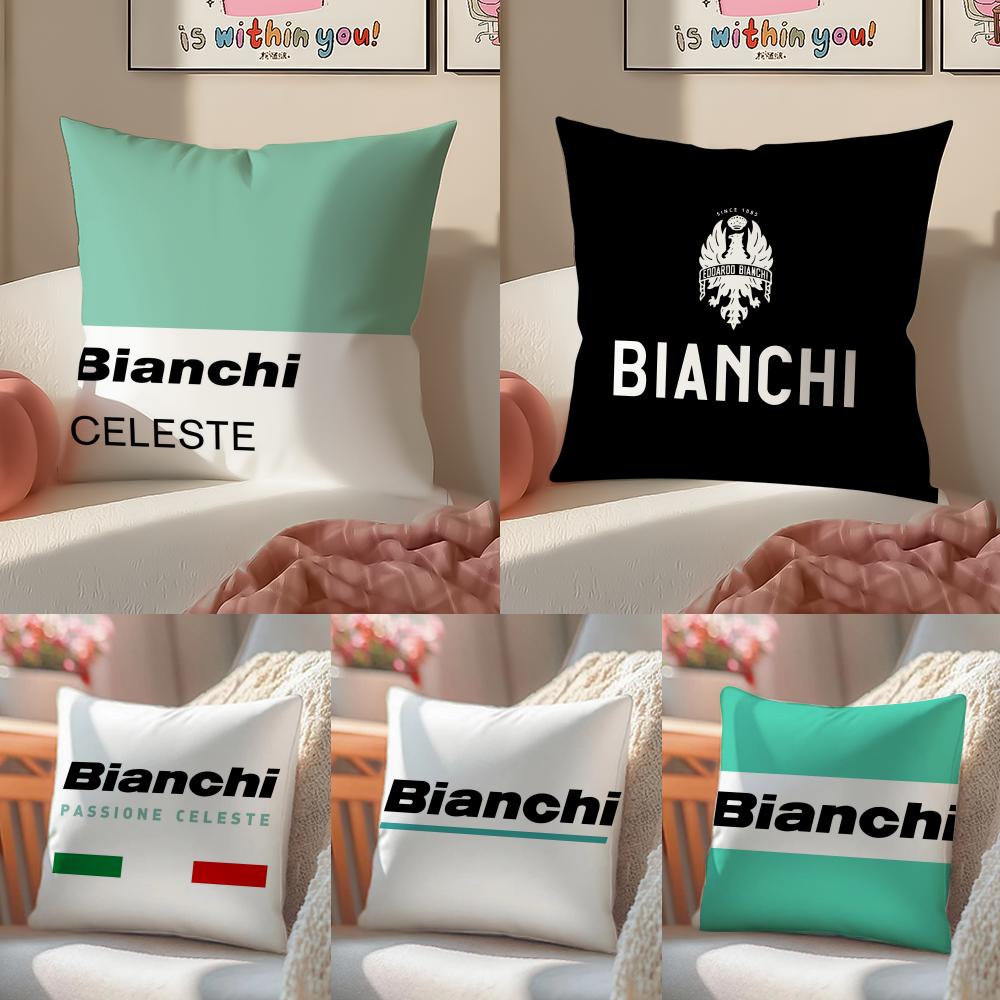 BBianchi Logo Cushion Cover Pillowcase Short Plush Invisible Zipper Room Sofa Cushion Cover