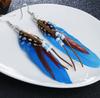 Leichte Feder-Hängeohrringe mit Perlenakzenten und Metallhaken für Damen Modeaccessoires Handgefertigter Schmuck im Bohemian-Stil