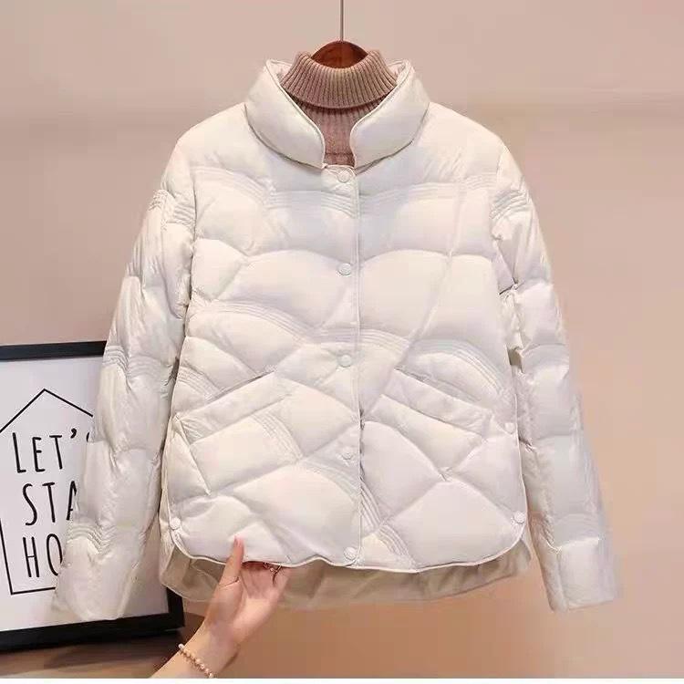 Women's 2026 Petite Winter Down Jacket with Xiangyun Pattern - Lightweight, Fashionable, Warm Outerwear with Stand Collar
