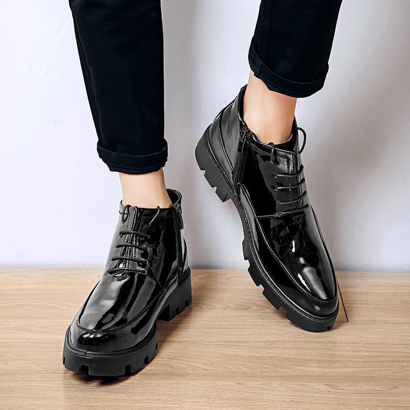 Italian Winter Fashion Snowshoes Men's High Quality Chelsea Boots Men's Outdoor Platform Leather Boots Motorcycle Boots  Bota