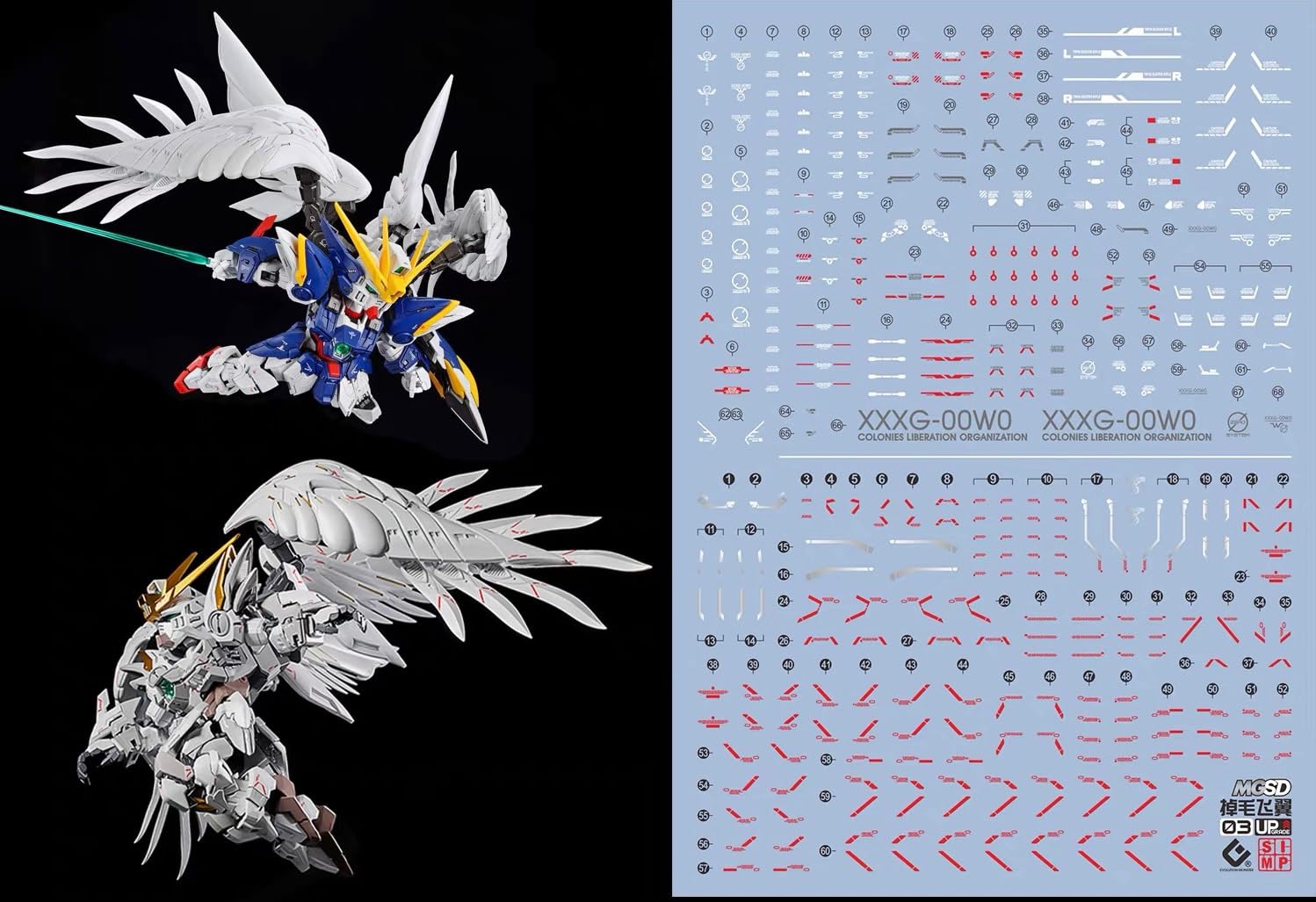 

MGSD Wing Gundam Zero White HG RG MG PG RE HiRM Robot Plastic Model Water Transfer Decals (For EW/Snow Prelude) [Used] серый