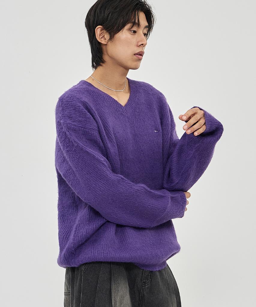 THE-ABON Aaron V-Neck Knit Purple