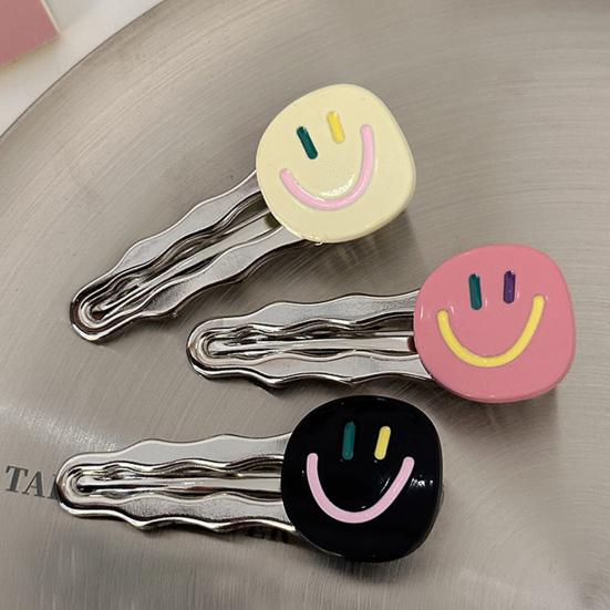 4Pcs Girl Hairpin Smile Face Pattern Stable Clamping Force Smooth Metal Edge Hair Clips Side Bang Hair Accessories