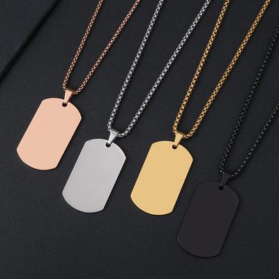 Herren-Halskette mit Dog-Tag-Anhänger aus hochglanzpoliertem Edelstahl