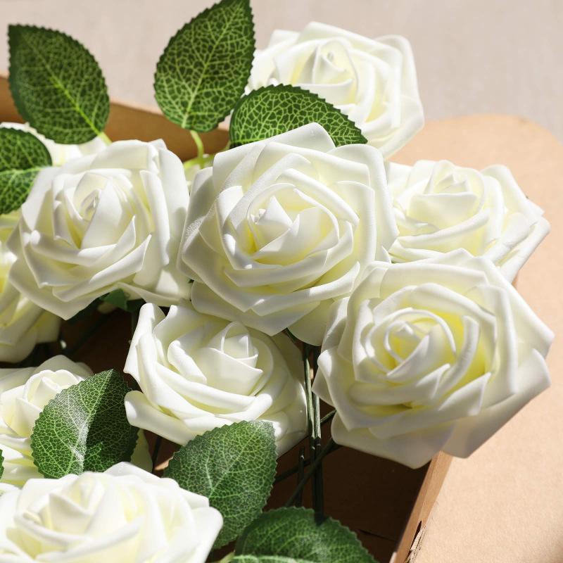 §16/25st Konstgjorda Rosblommor Med Stjälkar För DIY Bröllopsdekorationer Centerpieces Arrangement Fest Trädgård Heminredning Gåvor