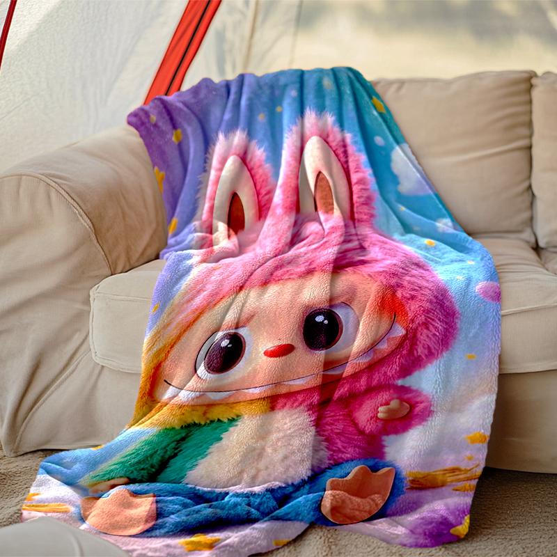 1 Stück Digitale Druck-Kuscheldecke, LABUBU Decke für den Heimgebrauch, Ganzjahreswärme, Weihnachts- und Valentinstags-Geschenkdecke