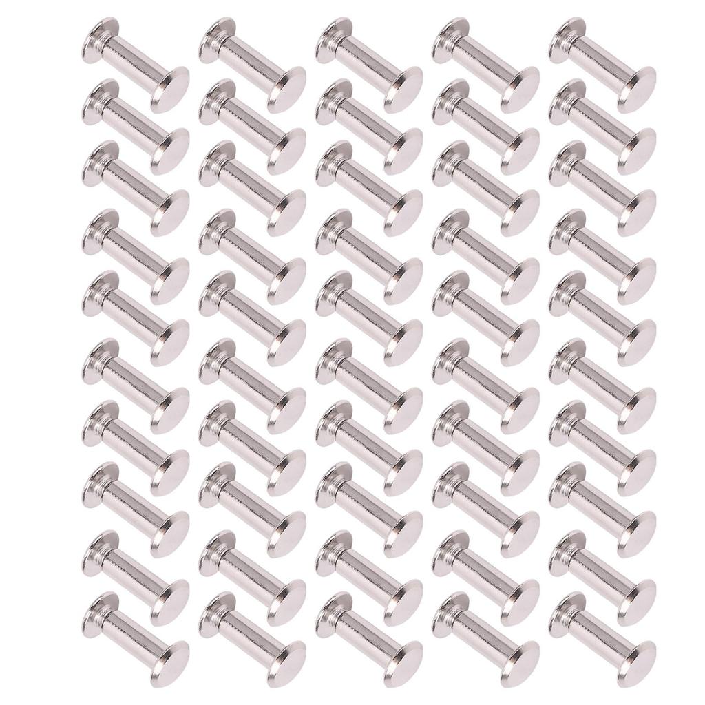 50 Pairs 0.24x0.63x0.43in M5 Stainless Steel Rivet Nuts Flat Round Head Rivet Stud Set for Leather