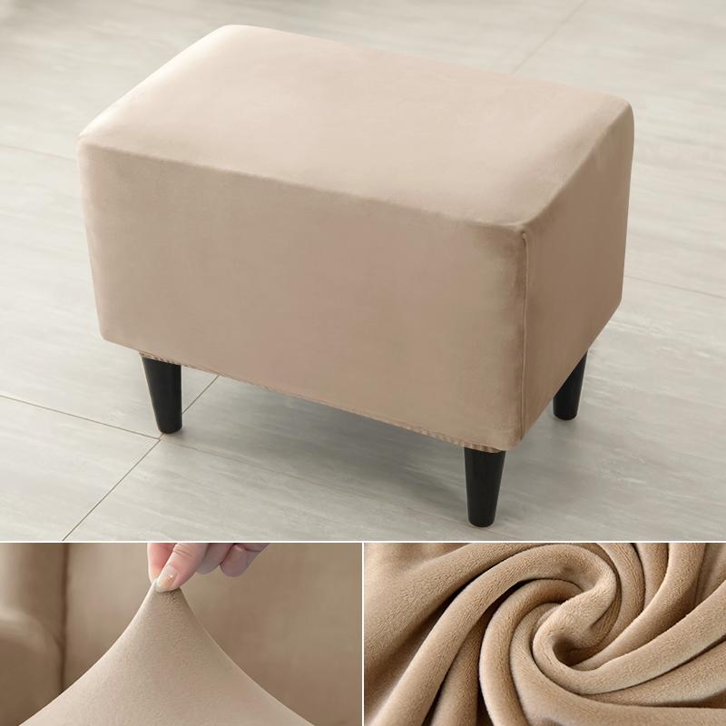 Miękki aksamit osmański pokrowiec na stołek Stretch prostokąt podnóżek narzuty antypoślizgowe zdejmowane Sofa fotel podnóżek Protector obejmuje
