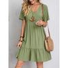 Summer Casual Loose V Neck Dress for Women European American Style Clothing