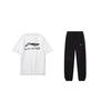 Li Ning Printed Short Sleeve T-Shirt And Mid Waist Pants Casual Sports Set Men sets AHST471-1+AKLSC65-1