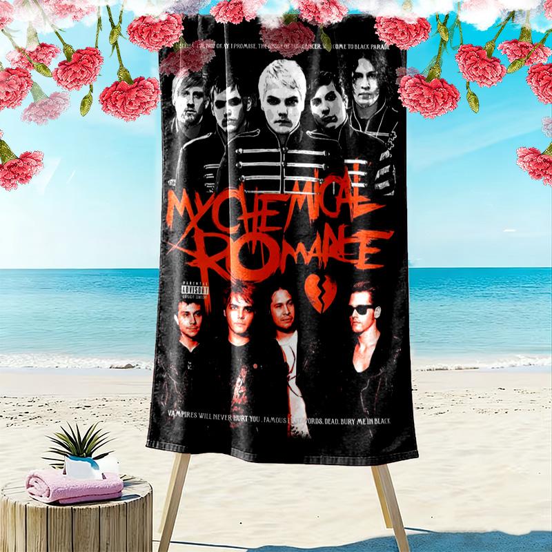 My Chemical Romance Print Beach Towel, Large Soft Quick Dry Towel for Beach Camping Swimming