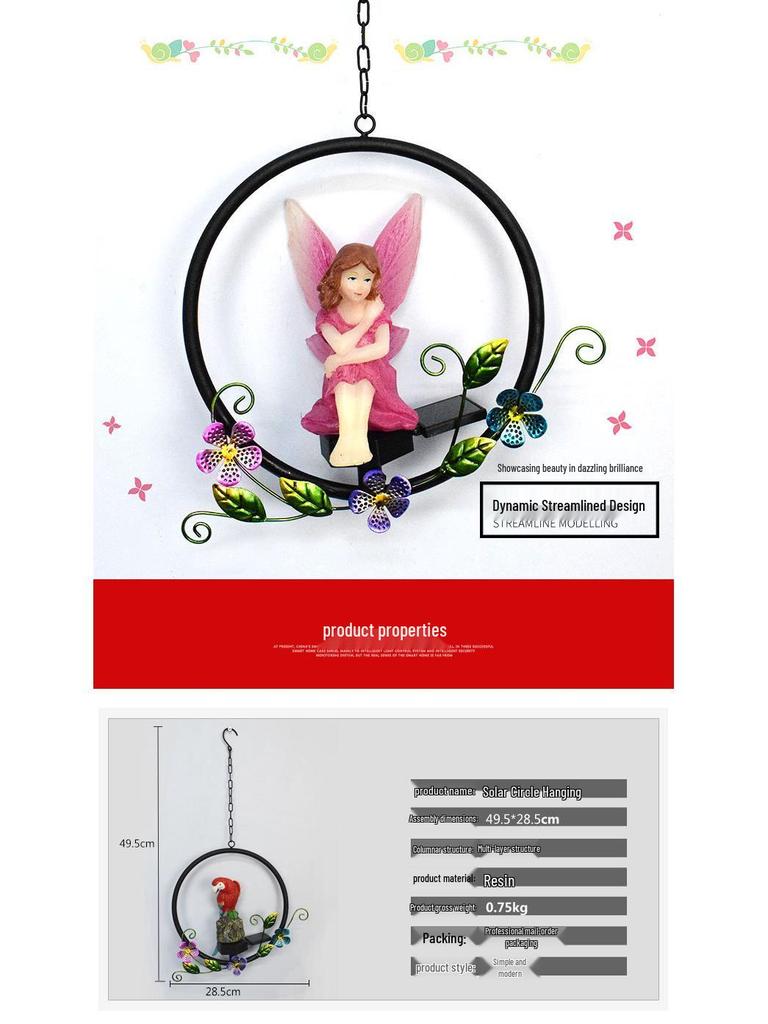 Solar Emaillierte Blume Fee Eisen Hängende Rasen Ornament Lichter