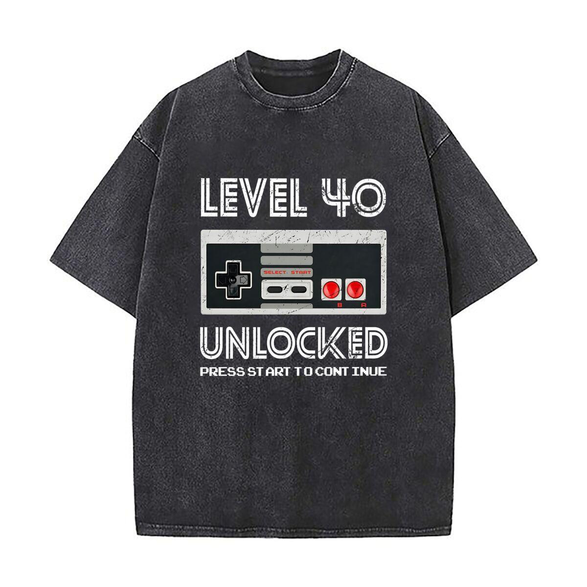 Level Gaming Inspired Level Retro Gamer Design Mens Summer Tshirt Cotton Vintage Washed TShirts S