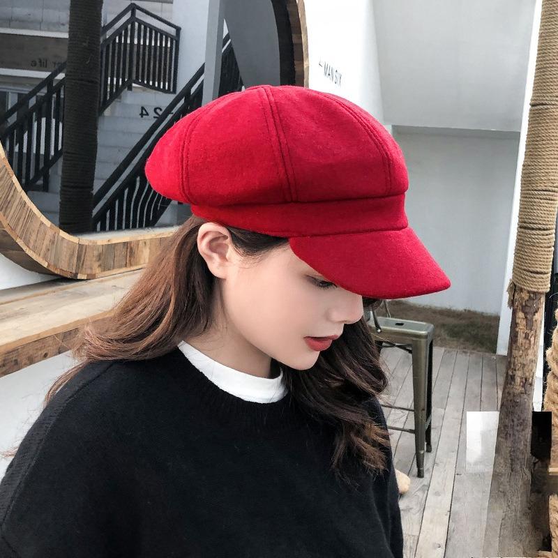 New Hat Women's Plaid Beret Fashionable Outdoor Leisure Literary Painter Hat Warm Sunshade Octagonal Hat Trendy Women