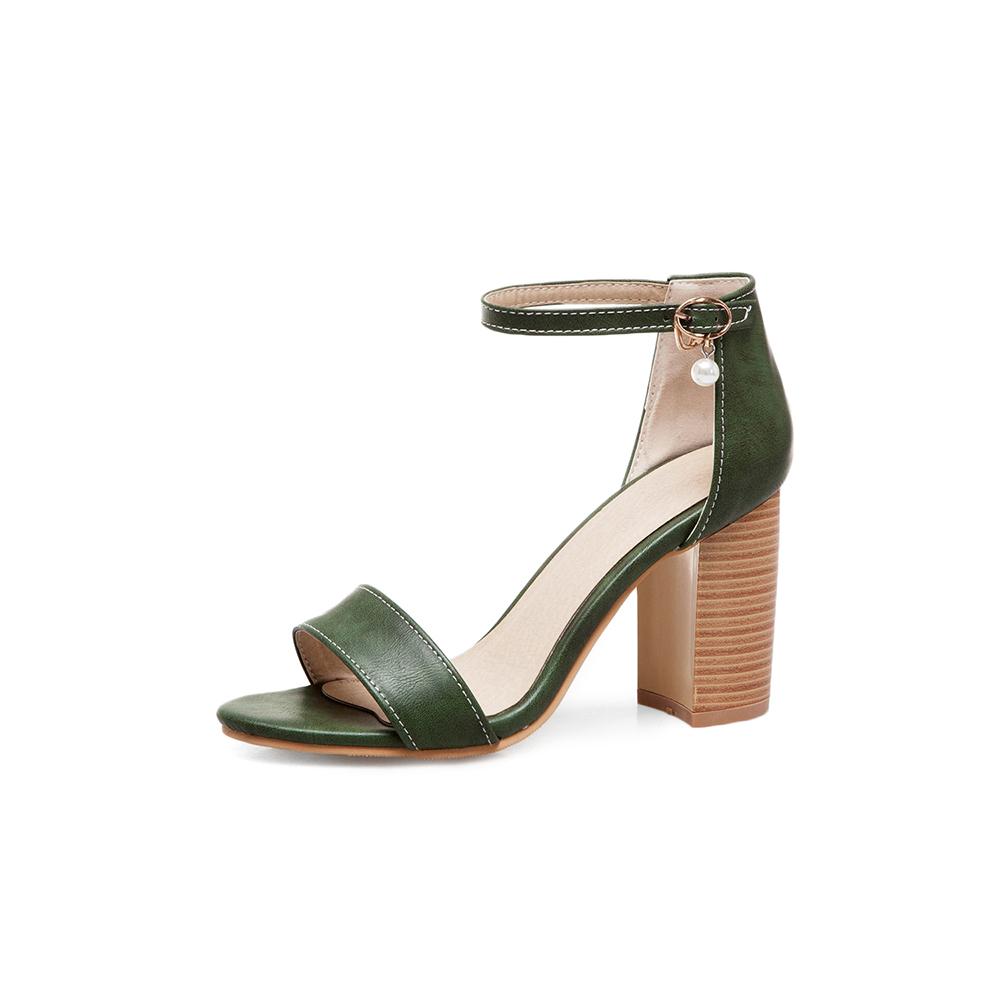 Fashion Women Sandals Ankle Strap High Chunky Heels Office Lady Dress Shoes Small Large Plus Size 32 50