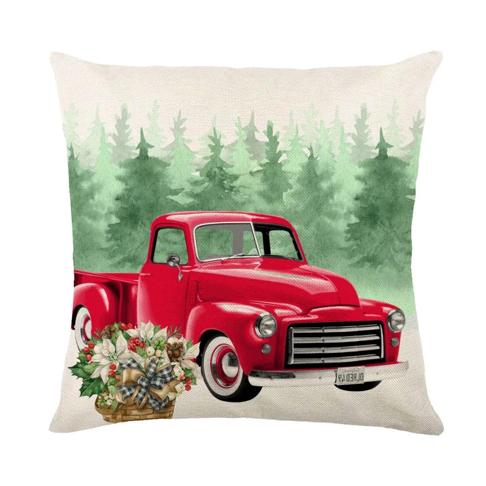 Christmas Cushion Cover Linen Pillow Covers Holiday Decoration Home Decor Salon Sofa Pillow Case Throw/Couch