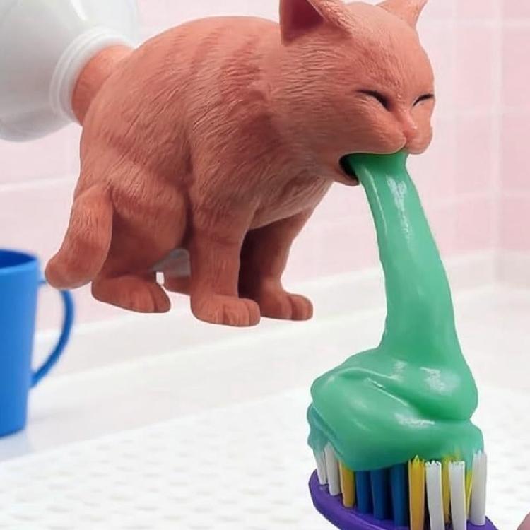 3D Printed Kitten Vomit Toothpaste Cap Cover Lid Anti Waste Design For Family Replacement Cap