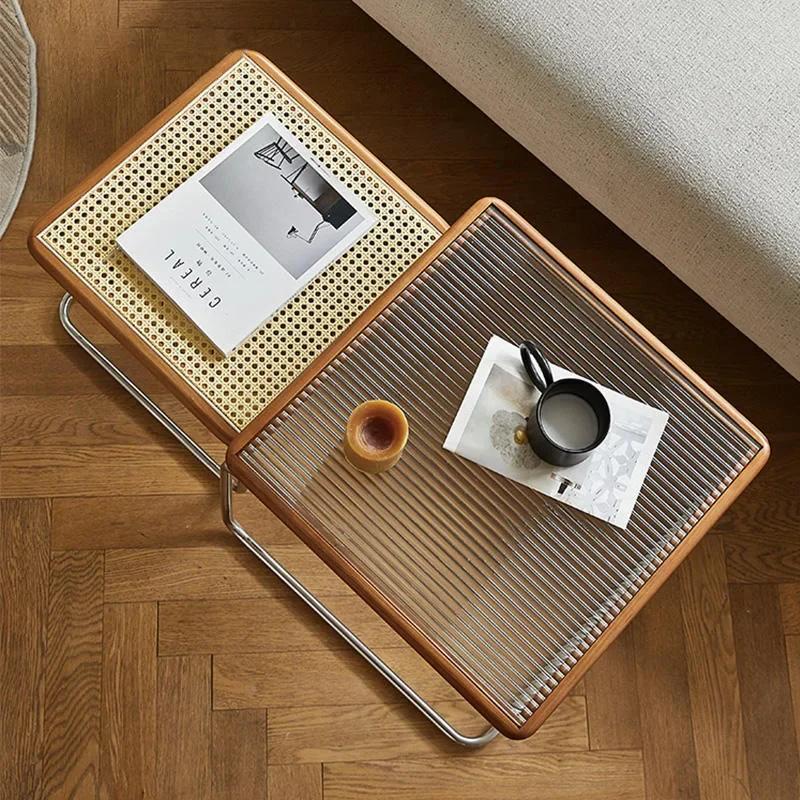 2024 New Ins Style Household Living Room Tea Table Modern Simple Vine Tea Table Stainless Steel Tea Table DropShipping