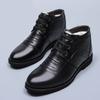 100% Genuine Leather Shoes Men Winter Boots Warm Plush for Cold Winter Mens Ankle Boots Cow Leather Male Footwear Black 899