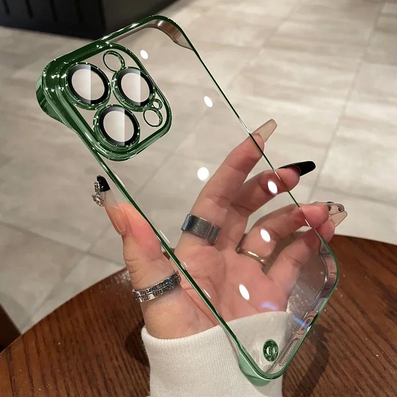 Luxury Plating Ultra Thin Clear Phone Case For iPhone 16 15 14 13 12 11 Pro Max 16 Plus Hard Shockproof Transparent Hard Cover