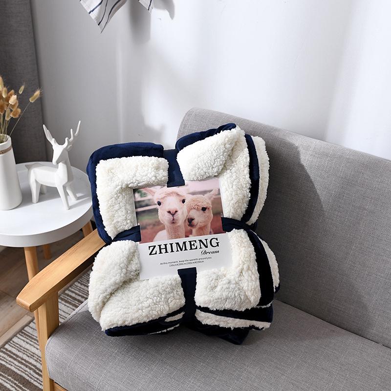 New Lamb Fleece Blanket - Solid Color, Double-Layer, Thickened Flannel for Children