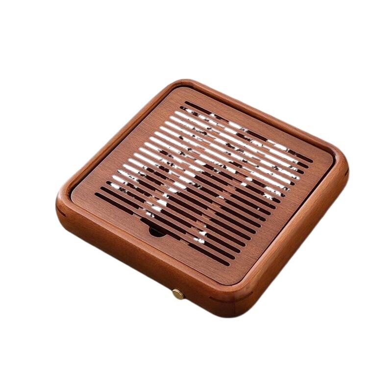 Rosewood Solid Wood Tea Tray for Desk, Office Integrated Water Storage & Drainage Tray, Tabletop Tea Ceremony Drip Plate