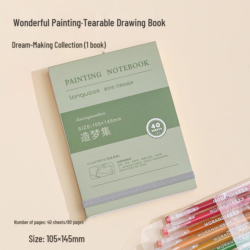 Carnet de schițe acuarelă Fructe Albastre: 300g Bumbac, Pagini Perforate, Colecție Pești, Caiet Gol