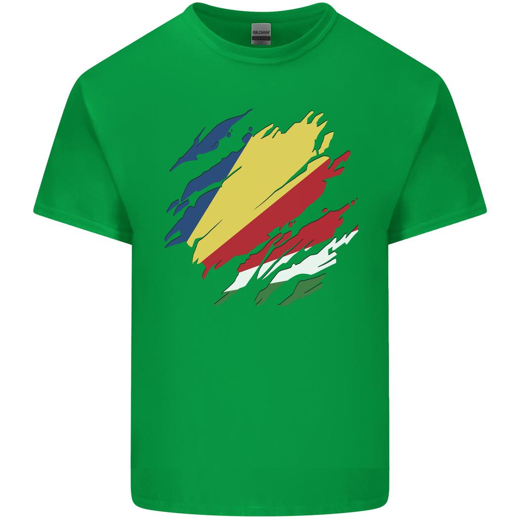 Torn Seychelles Flag Seychellois Day Football Unisexs Light Cotton TShirt