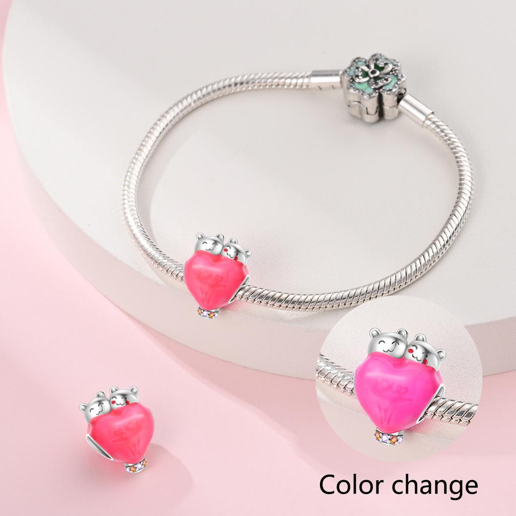 S925 Silver Sweet Balloon Rainbow Candy Pendant Beads DIY Jewelry Accessories Changing Charm Bracelet