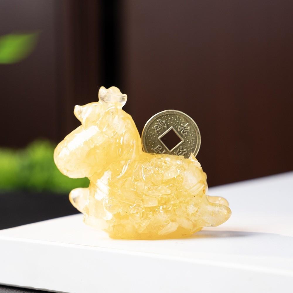 Resin Animal Decor With Natural Crystal Chips For Home Office Gift